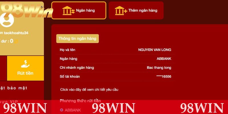 Chi tiết các bước hướng dẫn rút tiền 98Win đơn giản
